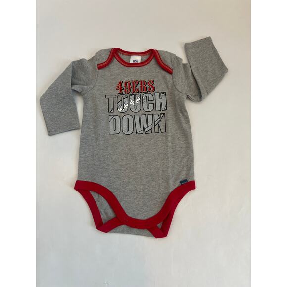 GERBER NFL TEAM APPAREL SAN FRANCISCO 49ERS 6-12 M LONG SLEEVE ONESIE GRAY RED - Picture 1 of 8